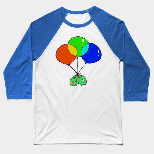 Balloon Chameleon Baseball T-Shirt by saradaboru
